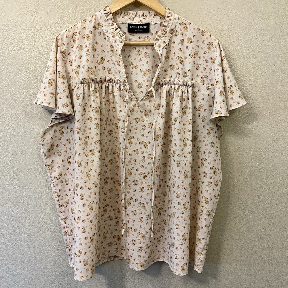 Lane‎ Bryant Ditsy Floral Summer Top Flutter Sleeves Prairie Cottagecore Size 20